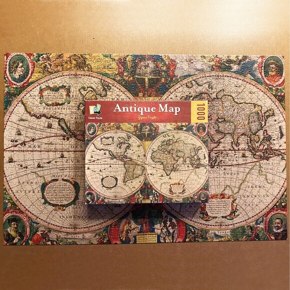 Antique Map 1000 Piece Puzzle by Go! Games 19-1/2" x 30-5/8" - Complete - Picture 3 of 7